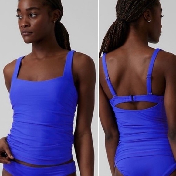 NWT Athleta Square Neck Bra Swim Tankini in Cerulean (royal) blue 32 B/C Cup - Picture 1 of 10